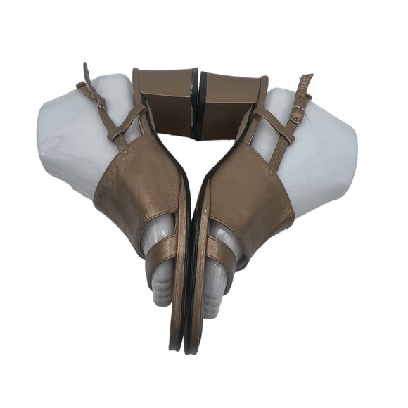 Nine West Gold Effie Block Heel Sandals Size 8 Women’s - Picture 8 of 11